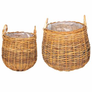 vidaXL Planter Basket GENDT 2 pcs Natural Brown Kubu Rattan