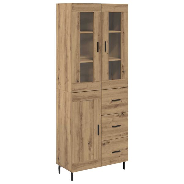 vidaXL Highboard 2 pcs Artisan Oak Engineered Wood and Glass