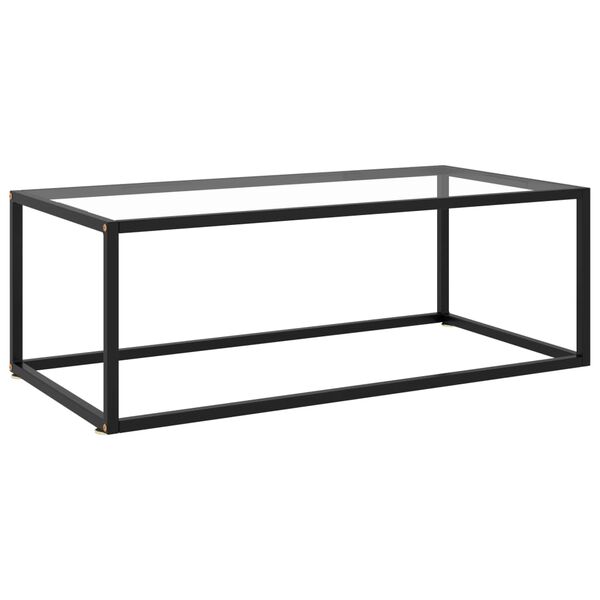 vidaXL Coffee Table Black with Tempered Glass 100x50x35 cm