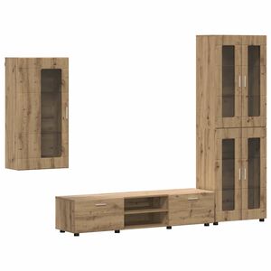 vidaXL TV Cabinet Set with Drawer FLORIN Artisan Oak Engineered Wood