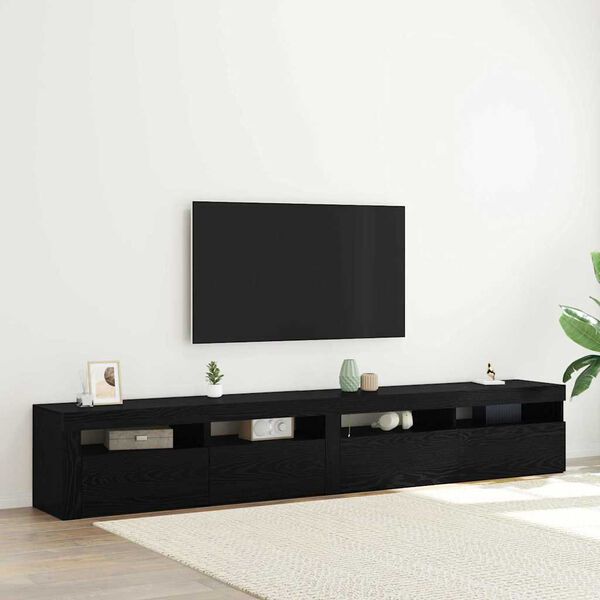 vidaXL TV Cabinet 2 pcs Black Oak 240 x 35 x 40 cm Engineered Wood