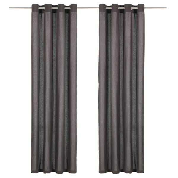 vidaXL Curtains with Metal Rings 2 pcs Cotton 140x245 cm Anthracite