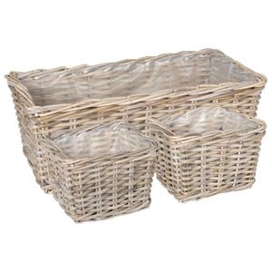 vidaXL Planter Basket with Storage 3 pcs Grey
