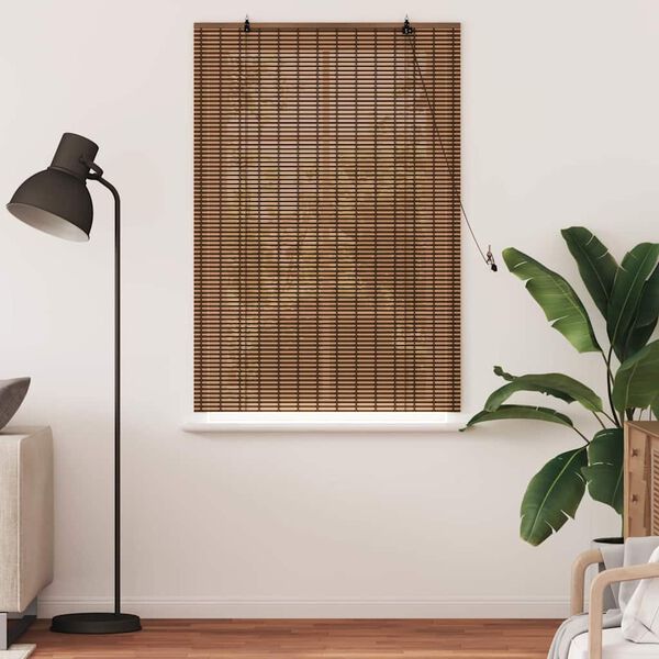 vidaXL Roller Blind with Curtains Manual Brown 90 x 160 cm Bamboo