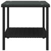 vidaXL Side Table Black 45x45x45 cm Poly Rattan and Tempered Glass