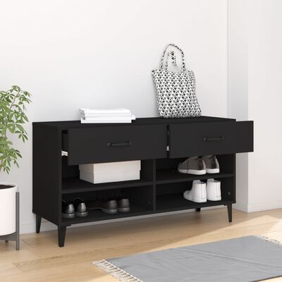vidaXL Shoe Cabinet Black 102x35x55 cm Engineered Wood