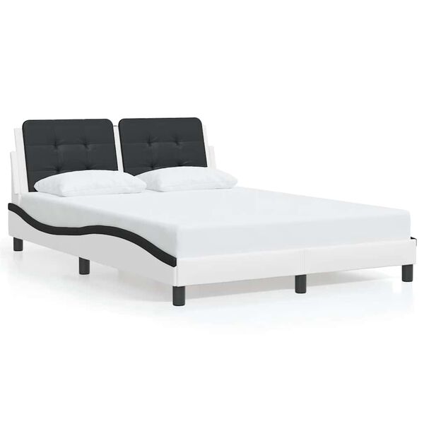 vidaXL Bed Frame without Mattress "Zadar" White and Black 120x200 cm Faux Leather