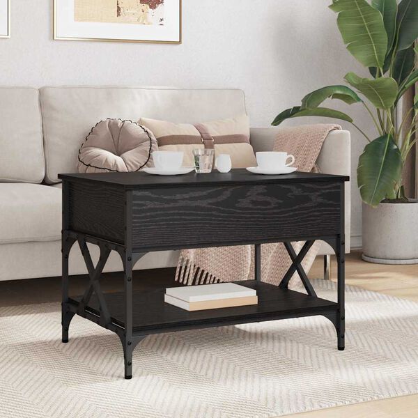 vidaXL Coffee Table Black Oak 70 x 50 x 50 cm Engineered Wood