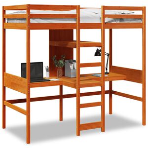 vidaXL Loft Bed Frame without Mattress Wax Brown 80x200cm Solid Wood Pine