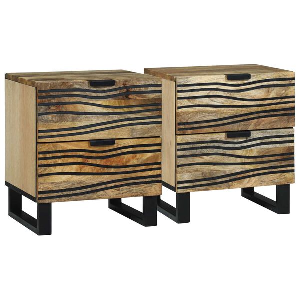 vidaXL Bedside Cabinet 2 pcs Brown 40 x 33 x 46 cm Solid Acacia wood