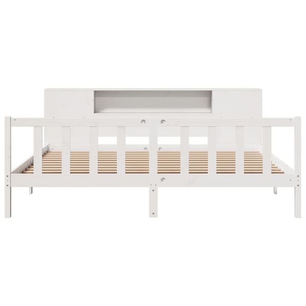 vidaXL Bookcase Bed without Mattress White 200x200 cm Solid Wood Pine