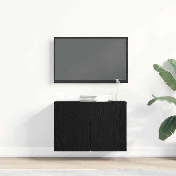 vidaXL TV Cabinet Black Oak 60x30x41 cm Engineered Wood