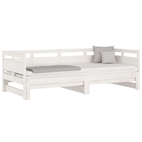 vidaXL Pull-out Day Bed without Mattress White 2x(80x200) cm