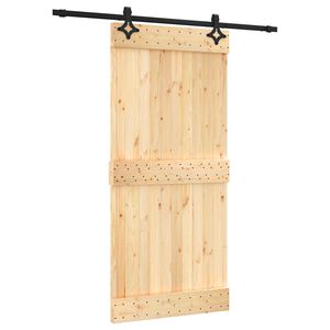 vidaXL Sliding Door Natural and Black 95 x 210 cm Solid Pine Wood