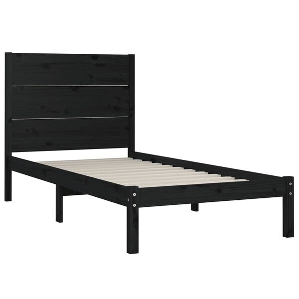 vidaXL Bed Frame without Mattress Black 100x200 cm Solid Wood Pine