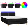 vidaXL Box Spring Bed with Mattress&LED Black 140x190cm Fabric