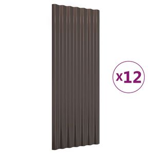 vidaXL Roof Panels 12 pcs Galvanised Steel Brown 100x36 cm