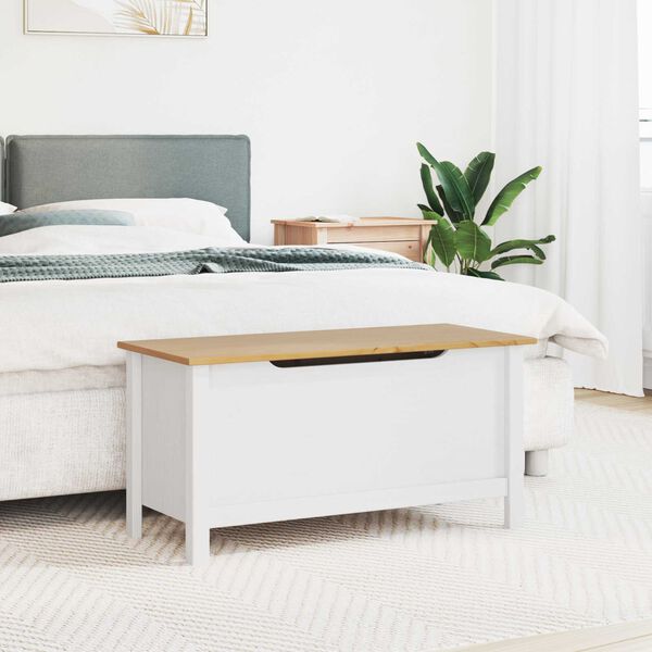 vidaXL Storage Box with Storage White and Honey Brown 90 x 40 x 45 cm