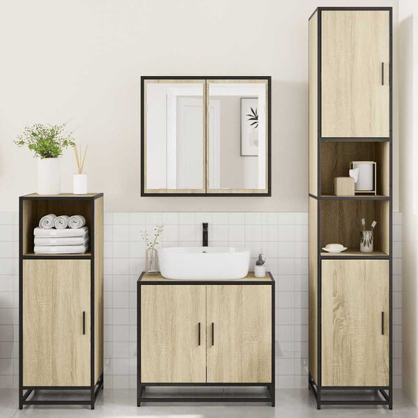 vidaXL 4&nbsp;Piece Bathroom Furniture Set&nbsp;Sonoma Oak Engineered Wood