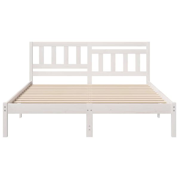vidaXL Bed Frame with Headboard White 140 x 200 cm Solid Pine Wood