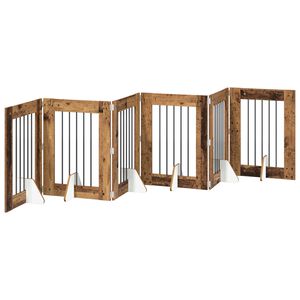 vidaXL Foldable Dog Gate with Stands 6 pcs Old Wood 362 cm