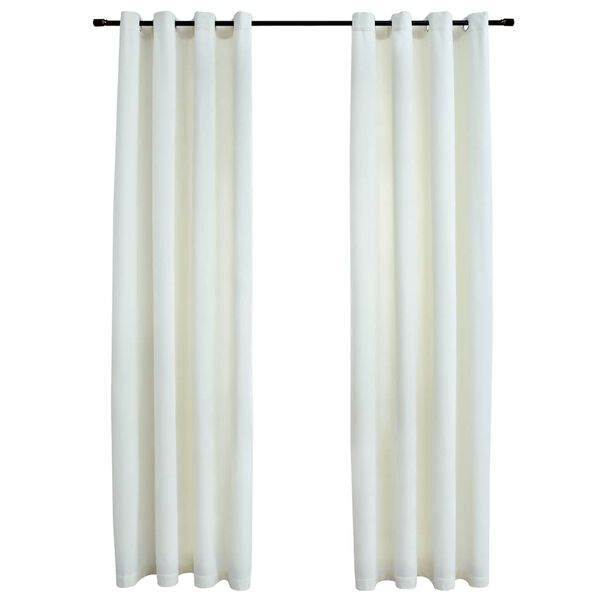 vidaXL Blackout Curtains with Rings 2 pcs Velvet Cream 140x175 cm