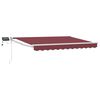 vidaXL Manual Retractable Awning with LEDs Burgundy Red 3 x 2 m