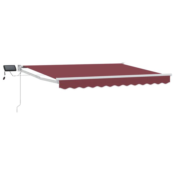 vidaXL Manual Retractable Awning with LEDs Burgundy Red 3 x 2 m