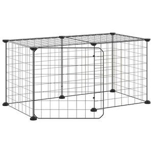 vidaXL 8-Panel Pet Cage with Door Black 35x35 cm Steel