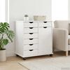 vidaXL Rolling Cabinet White 63.5 x 39 x 65.5 cm Solid Pine Wood