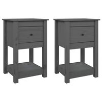 vidaXL Bedside Cabinets 2 pcs Grey 40x35x61.5 cm Solid Wood Pine