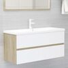 vidaXL Bathroom Furniture Set White and Sonoma Oak Engineered Wood
