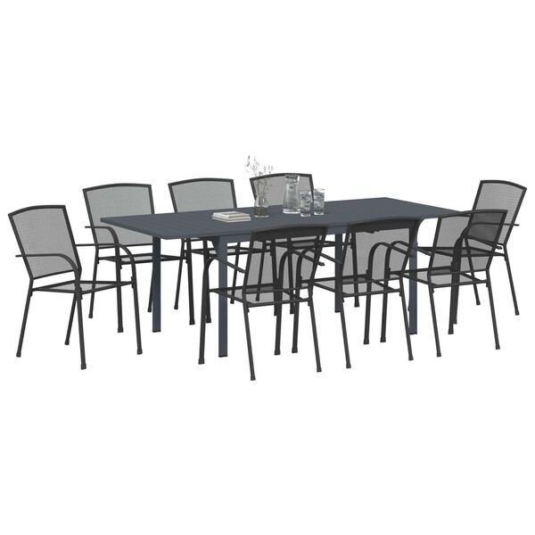 vidaXL Garden Dining Set 9 pcs Anthracite Steel