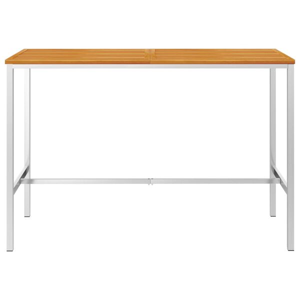 vidaXL Bar Table 160x60x105 cm Solid Acacia Wood and Stainless Steel