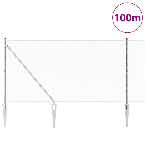 vidaXL Fence with Posts Silver 1 x 100 m PVC-coated steel