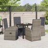 vidaXL Garden Dining Set with Cushion 5 pcs Grey Poly Rattan