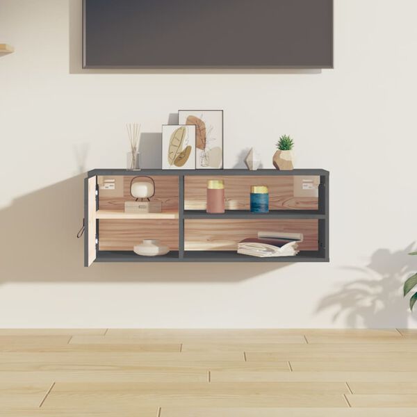 vidaXL Wall Cabinet Grey 80x30x30 cm Solid Wood Pine