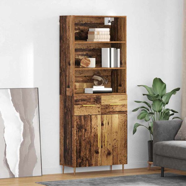vidaXL Highboard Old Wood 69.5 x 34 x 180 cm Engineered Wood