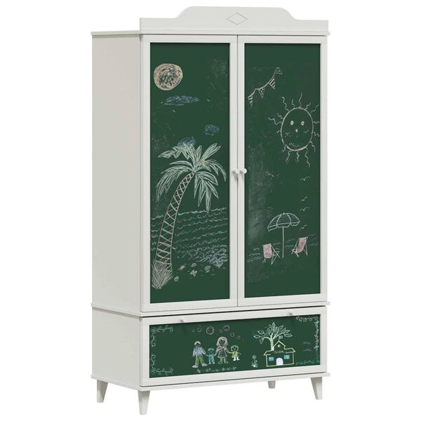 vidaXL Chalkboard Wardrobe with Drawer ROROS White 90 x 45 x 165 cm