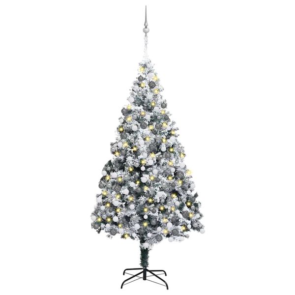 vidaXL Artificial Christmas Tree with 300 LEDs with Stand White 180 cm