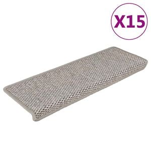 vidaXL Stair Mats Self-adhesive Sisal-Look 15 pcs 65x21x4 cm Silver