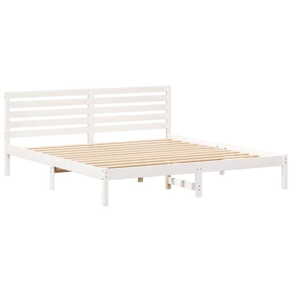 vidaXL Bed Frame with Headboard White 180 x 200 cm Solid Pine Wood
