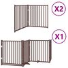 vidaXL Dog Gate with Door Foldable 8 Panels Brown 640 cm Poplar Wood