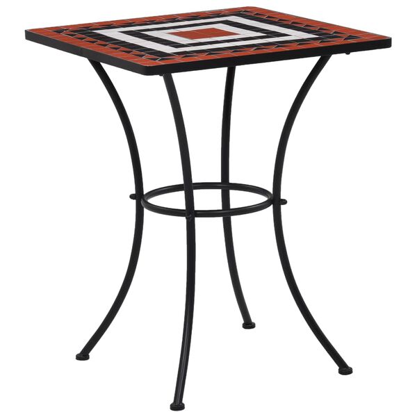 vidaXL Mosaic Bistro Table Terracotta and White 60 cm Ceramic