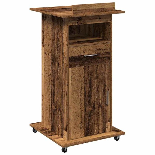 vidaXL Podium with Drawer Old Wood 55 x 55 x 107 cm Engineered Wood