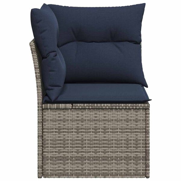 vidaXL Garden Sofa with Cushion 4 pcs Grey and navy Poly rattan