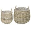 vidaXL Planter Basket GENDT 2 pcs Natural Grey Kubu Rattan