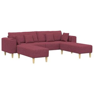 vidaXL Sofa with Cushion 3 pcs Wine Red Fabric