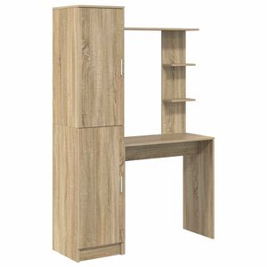 vidaXL Desk with Shelf with Storage with Door 2 pcs Sonoma Oak
