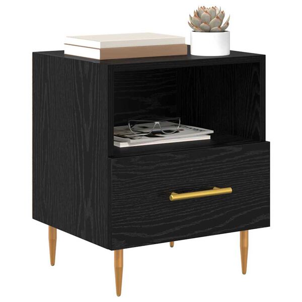 vidaXL Bedside Table 2 pcs Black 40 x 35 x 47.5 cm Engineered Wood